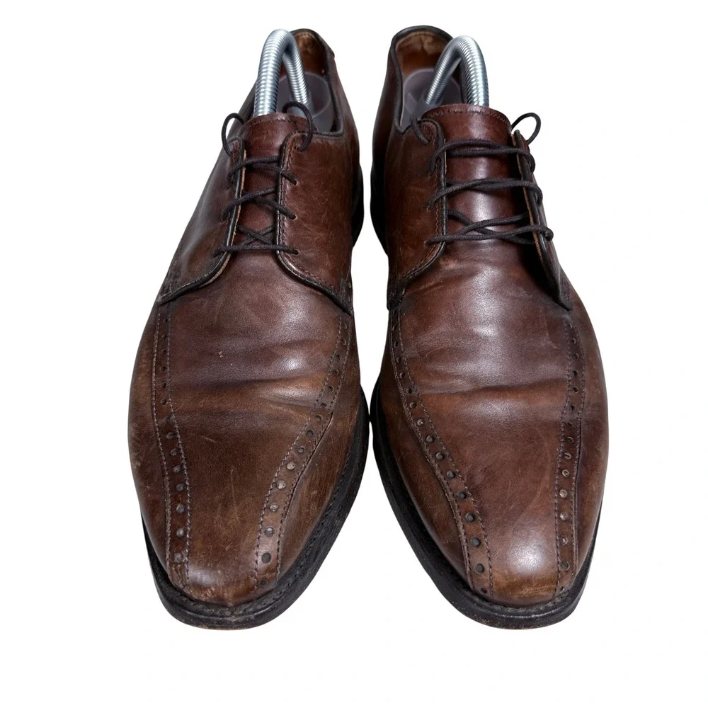 Allen Edmonds Wendell Dress Shoes Mens 10 D Brown Leather Brogue Split Toe Derby